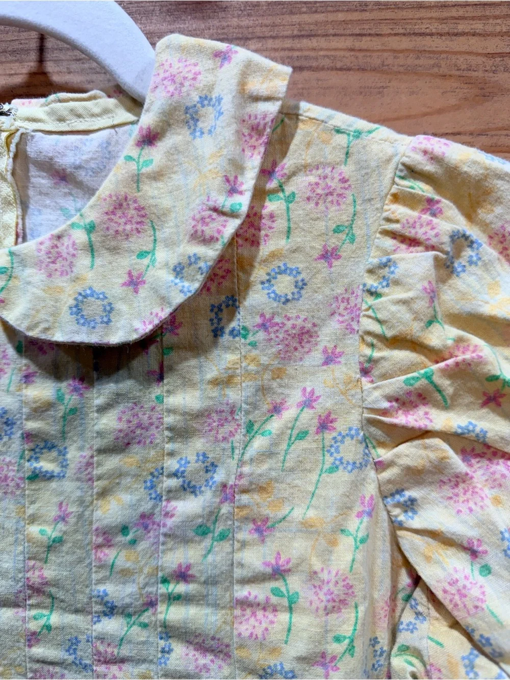 Handmade Girls Prairie Dress Approx Size 7/8 Yellow Floral Cottagecore Vintage